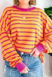 Stripe Color Block Drop Shoulder Pullover Sweatshirt