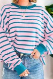Stripe Color Block Drop Shoulder Pullover Sweatshirt