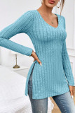 V-Neck Split Long Sleeved Base T-Shirt