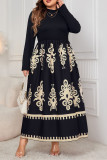 Plus Size High Waisted Print Dress