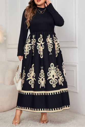 Plus Size High Waisted Print Dress