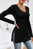 V-Neck Split Long Sleeved Base T-Shirt