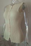 Button Up Sleeveless Knitted Tank Tops