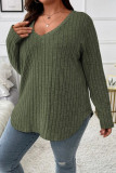 Large Size V-Neck Long Sleeved Loose T-Shirt