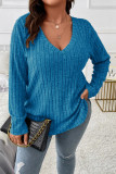 Large Size V-Neck Long Sleeved Loose T-Shirt