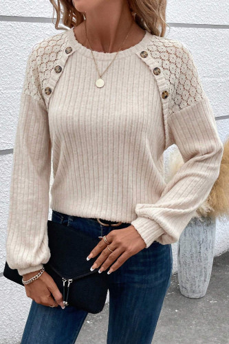 Lace Knitted Round Neck T-Shirt