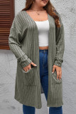 .Large Size Long Sleeved Cardigan Casual Knit Sweater