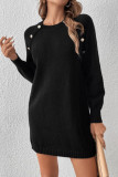 Round Neck Knitted Long Sleeved Dress