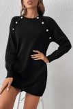 Round Neck Knitted Long Sleeved Dress