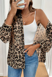 Elegant Leopard Print Long Sleeved Loose Shirt