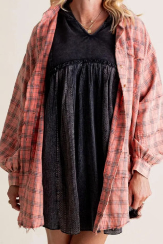 Cardigan Loose Casual Checkered Shirt