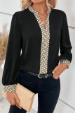 Printed V-Neck Long Sleeved Shirt