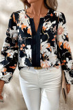 Printed V-Neck Long Sleeved Commuting T-Shirt