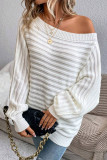 One Shoulder Collar Solid Color Sweater