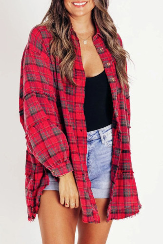 Cardigan Loose Casual Checkered Shirt