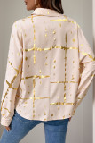 Lapel Hot Stamping Printed Long Sleeve Shirt