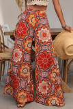 Vintage Printed Long Wide Leg Pants