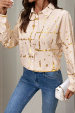 Lapel Hot Stamping Printed Long Sleeve Shirt