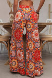 Vintage Printed Long Wide Leg Pants