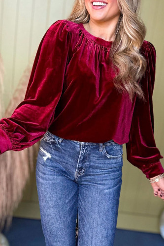 Solid Color Pullover Round Neck Long Sleeved Shirt