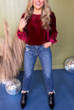 Solid Color Pullover Round Neck Long Sleeved Shirt