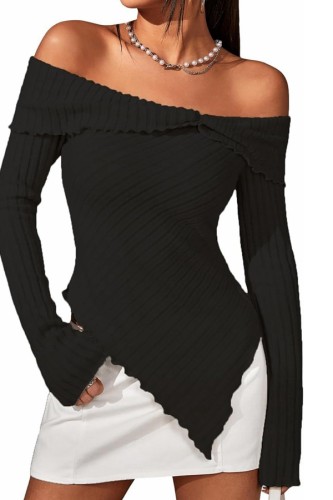 Off Shoulder Slim Split Top