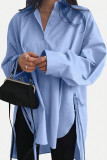 Lace Up Loose Fit  Long Sleeved Shirt