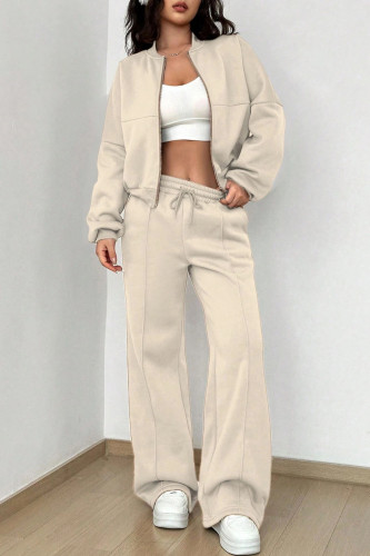 Cardigan Zipper Slim Fit Elastic Two-Piece Set