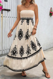 Ethnic Style Strapless Printed Dress