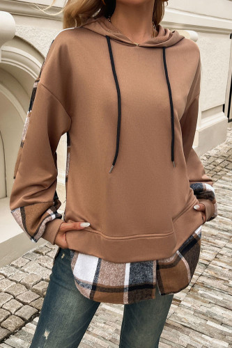 Fake Two-Piece Spliced Hooded Long Sleeved Sweatshirt