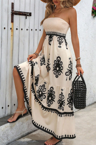 Ethnic Style Strapless Printed Dress