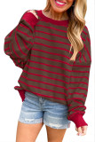 Waffle Casual Striped Long Sleeved Sweatshirt