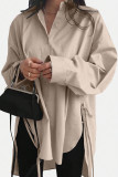 Lace Up Loose Fit  Long Sleeved Shirt