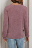 Square Neck French Long Sleeved Knitted T-Shirt