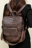 Leopard Patchwork PU Leather Functional Backpack
