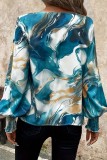 Chic V neck Lantern Sleeve Blouse