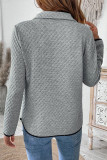 Waffle V-Neck Zipper Solid Color Top