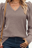 V-Neck Knitted Long Sleeved Shirt