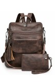 Leopard Patchwork PU Leather Functional Backpack