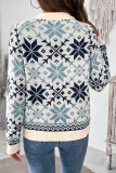 Printed Round Neck Long Sleeved Knitted Sweater