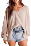 Waffle Lantern Sleeve V-Neck Shirt