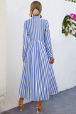 Striped Long Sleeved Button Shirt Dress