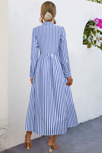 Striped Long Sleeved Button Shirt Dress