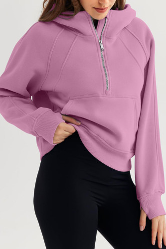 Fleece Half Zipper Hooded Sports Sweatshirt