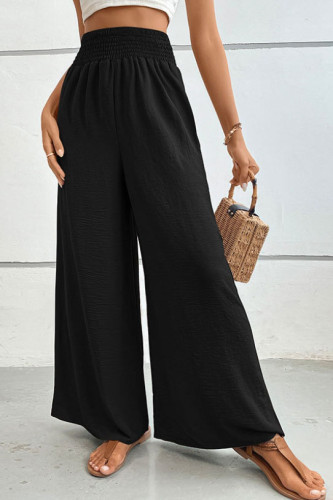 Casual Drawstring Elastic Waist Wide Leg Pants