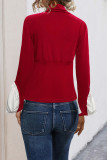 Irregular Ruffled High Neck Patchwork Shirt