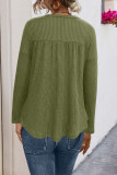 Solid Color Long Sleeved V-Neck Knitted Top