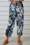 Cotton Linen High Waisted Retro Printed Pants