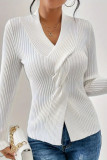 Solid Color Sim Fit Twist Sweater