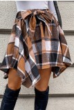 Woolen Plaid Waist Tie Skirt